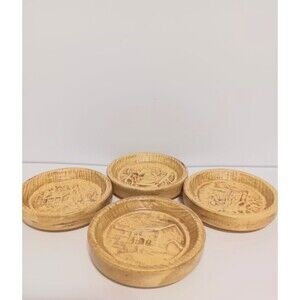 Duncan Enterprises Lot Of 4 Ceramic Amish Folklore  Country Home Coasters 3"